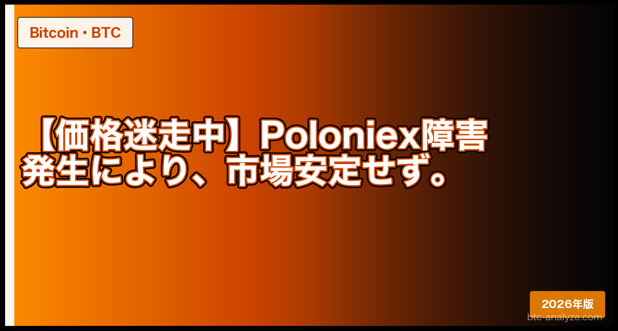 【価格迷走中】Poloniex障害発生により、市場安定せず。