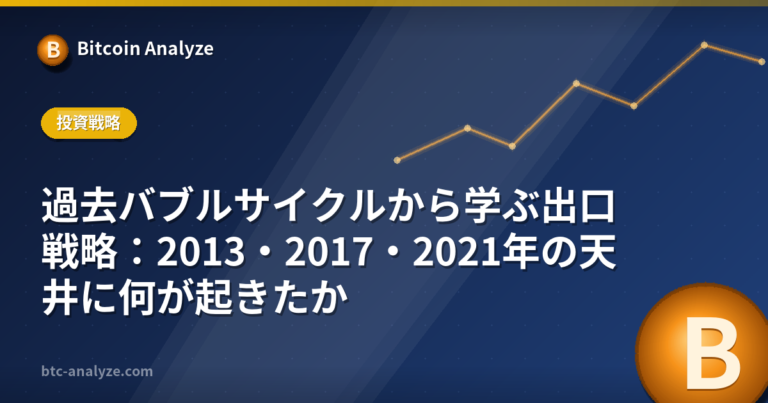 過去バブルサイクルから学ぶ出口戦略：2013・2017・2021年の天井に何が起きたかの解説画像