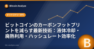 ビットコインのカーボンフットプリントを減らす最新技術：液体冷却・廃熱利用・ハッシュレート効率化の解説画像