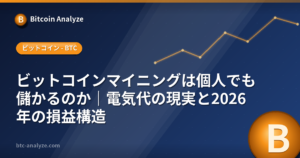 ビットコインマイニングは個人でも儲かるのか｜電気代の現実と2026年の損益構造の解説画像