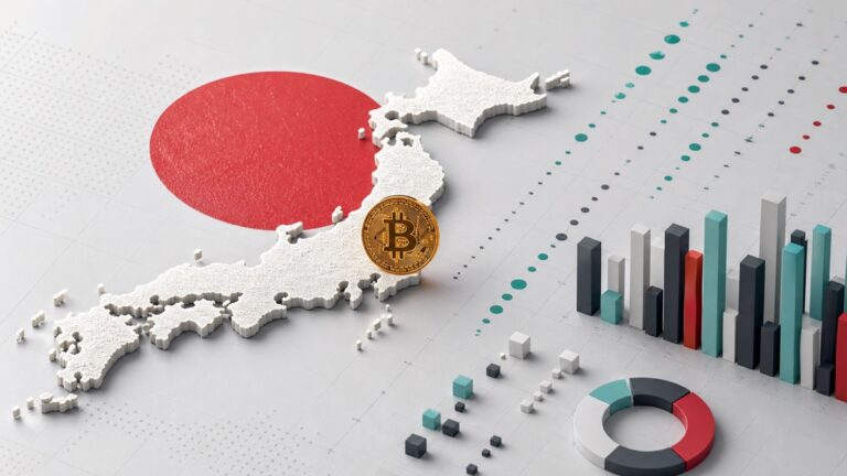 日本地図とBitcoin、取引データを表す棒グラフ