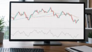 価格チャートと70・30の基準線を表示したRSIパネル